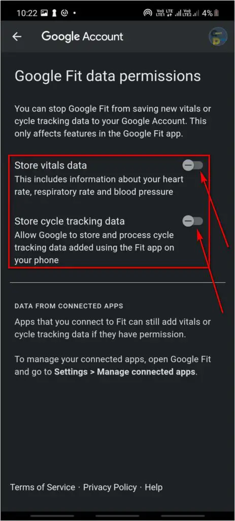 Allow Health Tracking in Google Fit