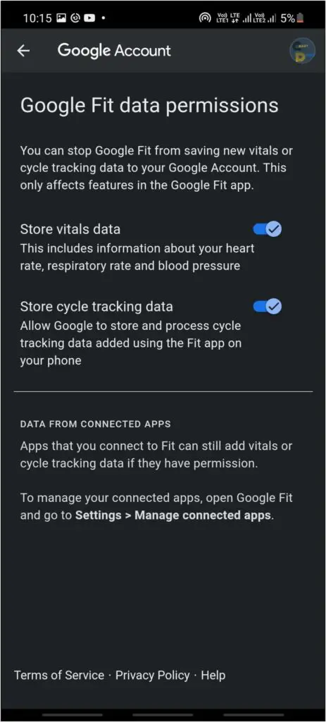 Allow Health Tracking in Google Fit
