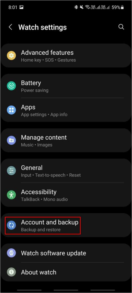 Delete Backup Galaxy Watch 4