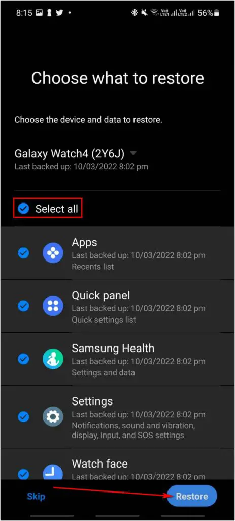 Restore Data Galaxy Watch 4