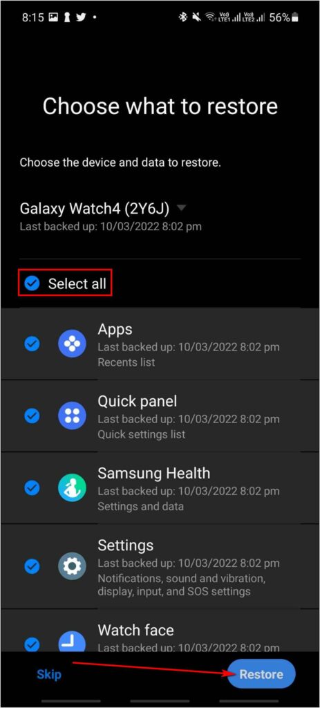 Restore Data Galaxy Watch 4