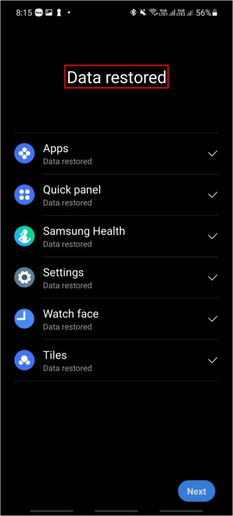 Restore Data Galaxy Watch 4