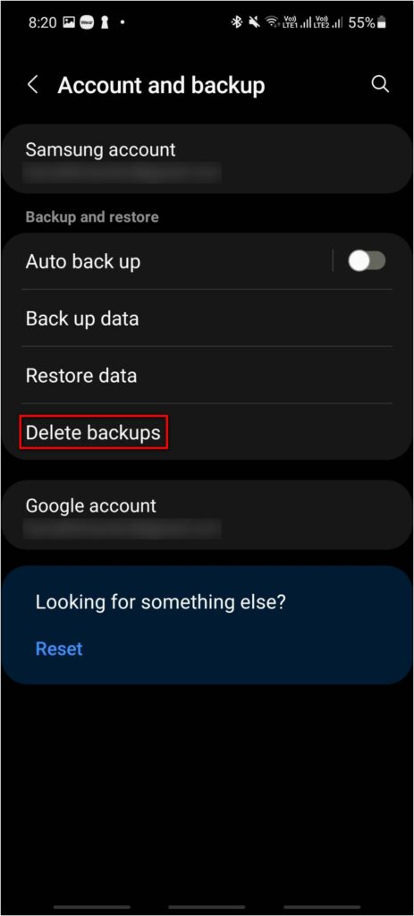 Delete Backup Galaxy Watch 4