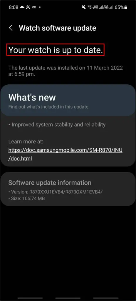 Updating Galaxy Watch 4 from Phone