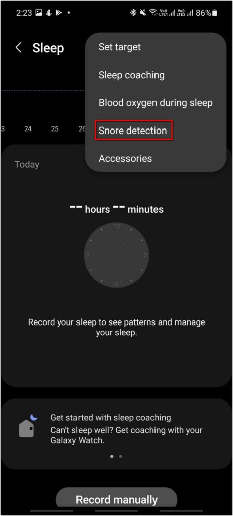 Enable Snore Detection on Galaxy Watch 4