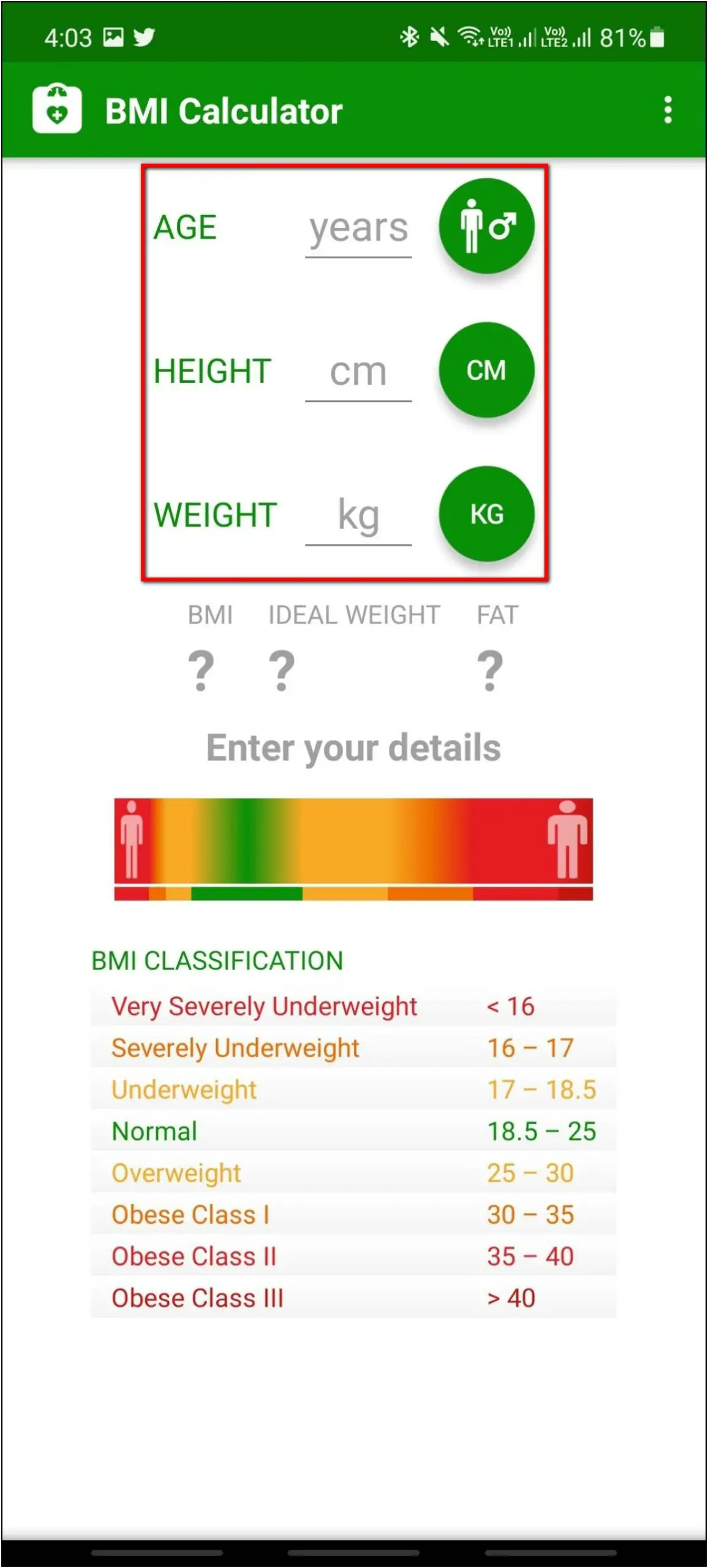 Check Calculate BMI With App on Phone