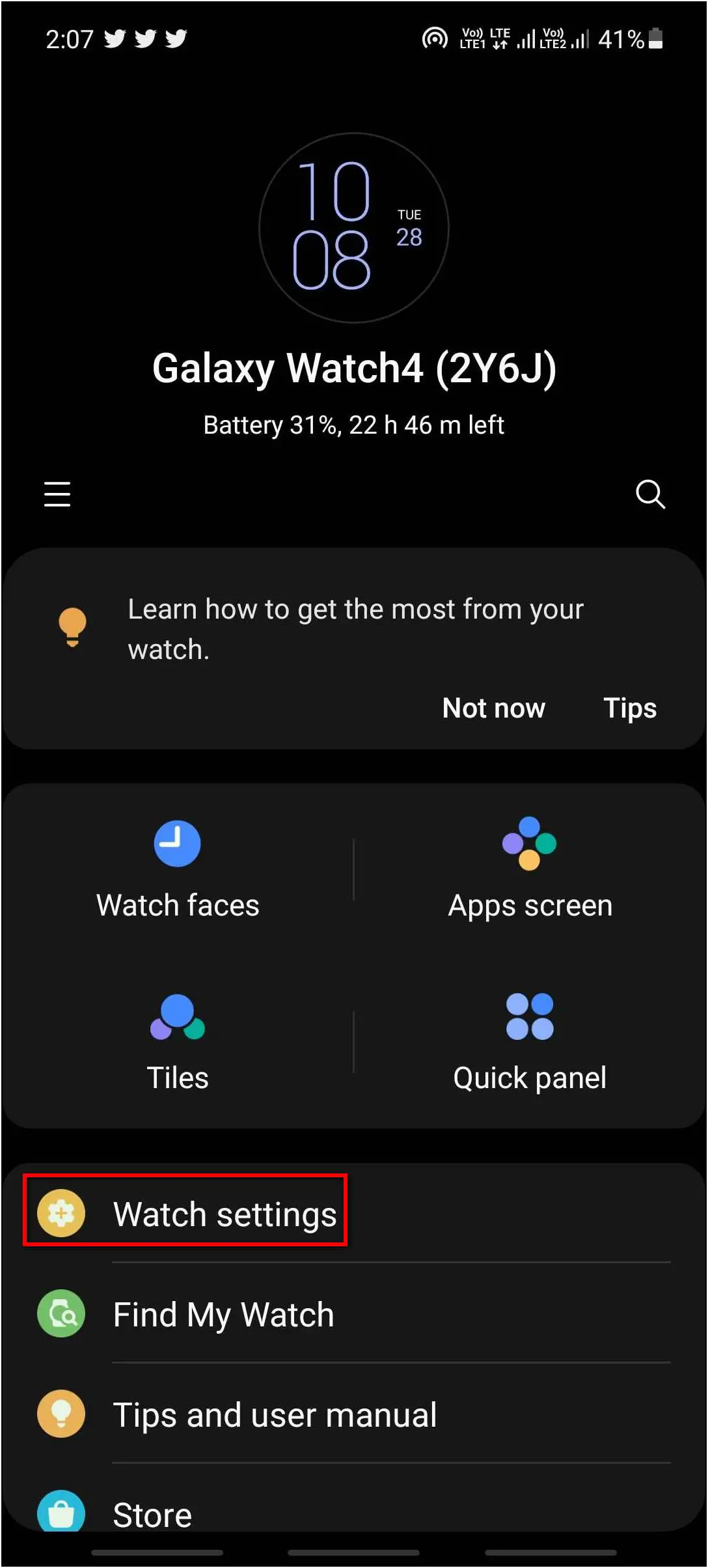 Enable Setup Fall Detection on Galaxy Watch 4