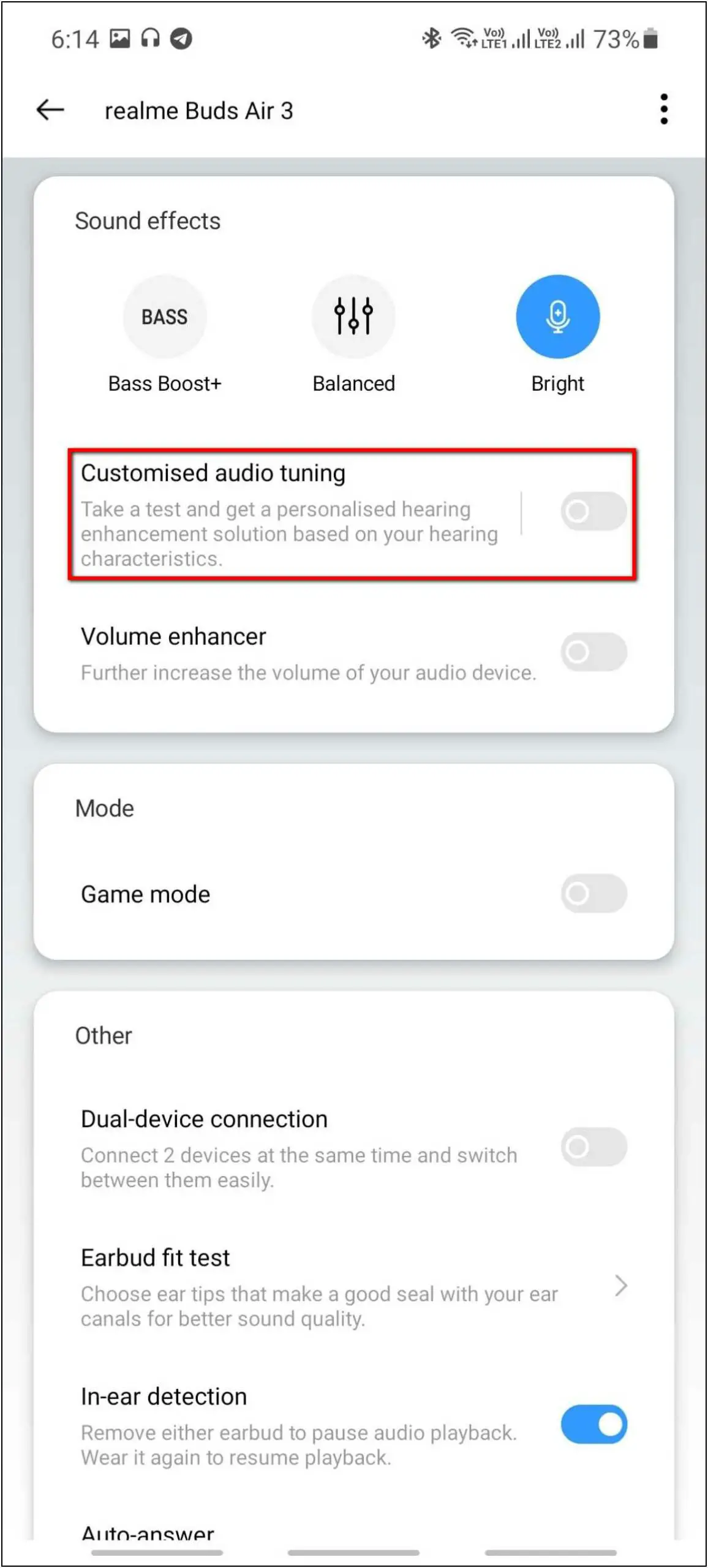 Realme Buds Air 3 Custom Audio Tuning