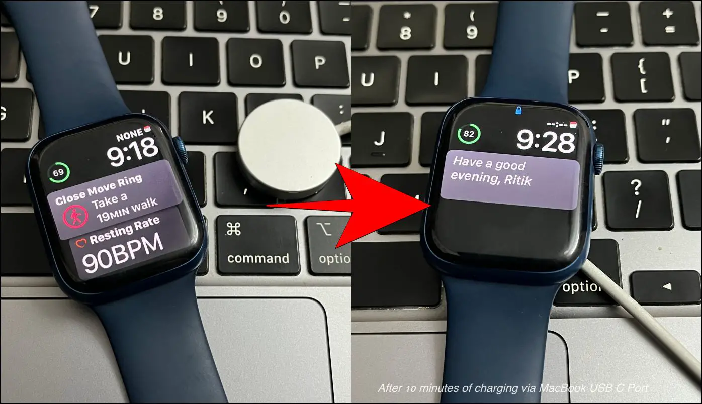 Apple Watch Series 7 Fast Charge via MacBook USB-C Port