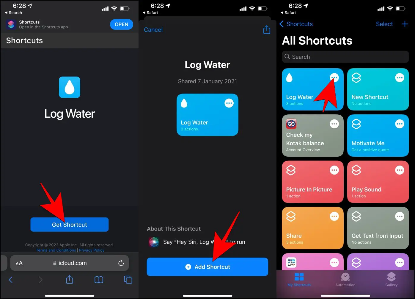 Log Water Siri Shortcut Apple Watch