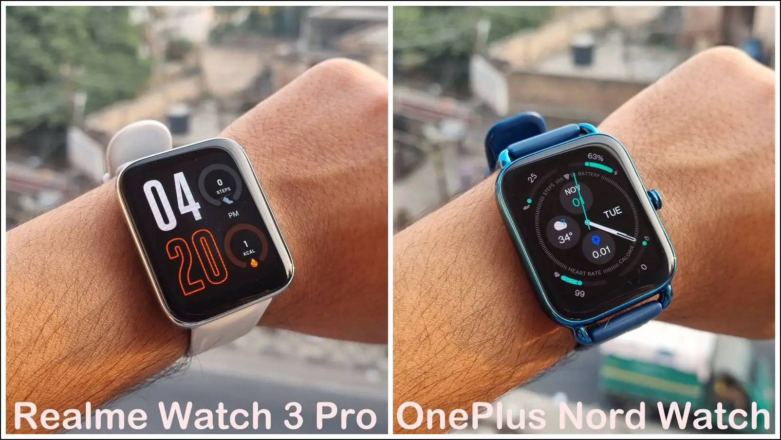 Realme Watch 3 Pro vs Nord Watch Display