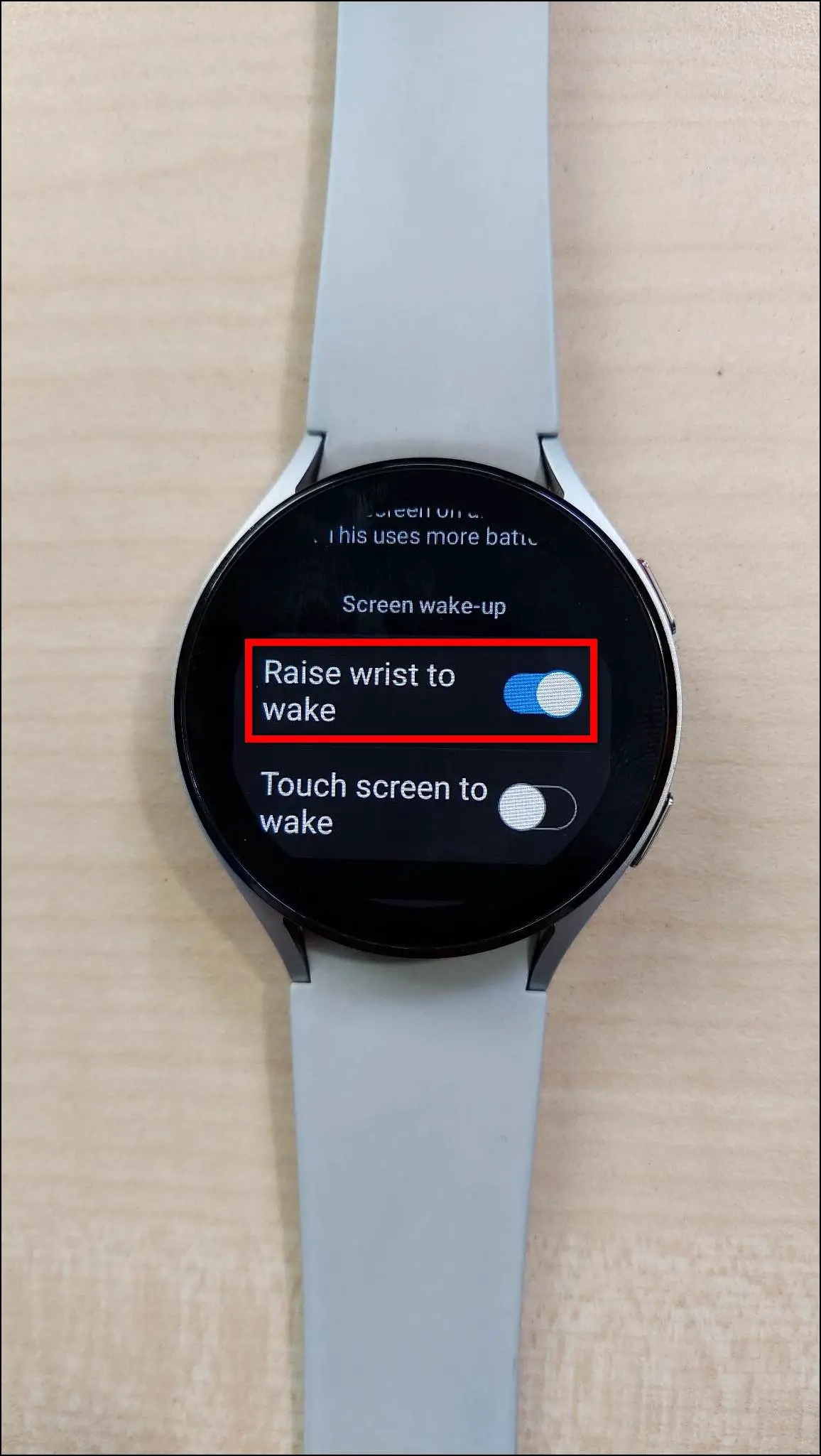 Enable Raise Wrist to Wake on Galaxy Watch